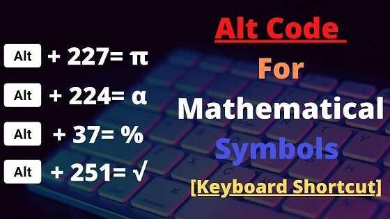 Alt Code For Mathematical Symbols
